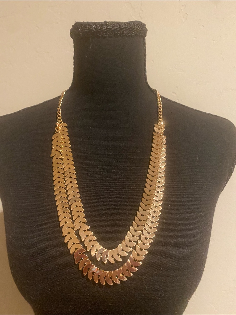 Gold Two-Tier Statement Necklace - Women Jewelry NWOT